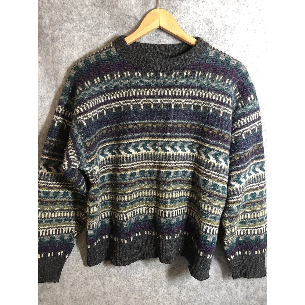 Alps Sweater Mens Black Medium Fair Isle Scandi Nordic Wool Casual Classic
